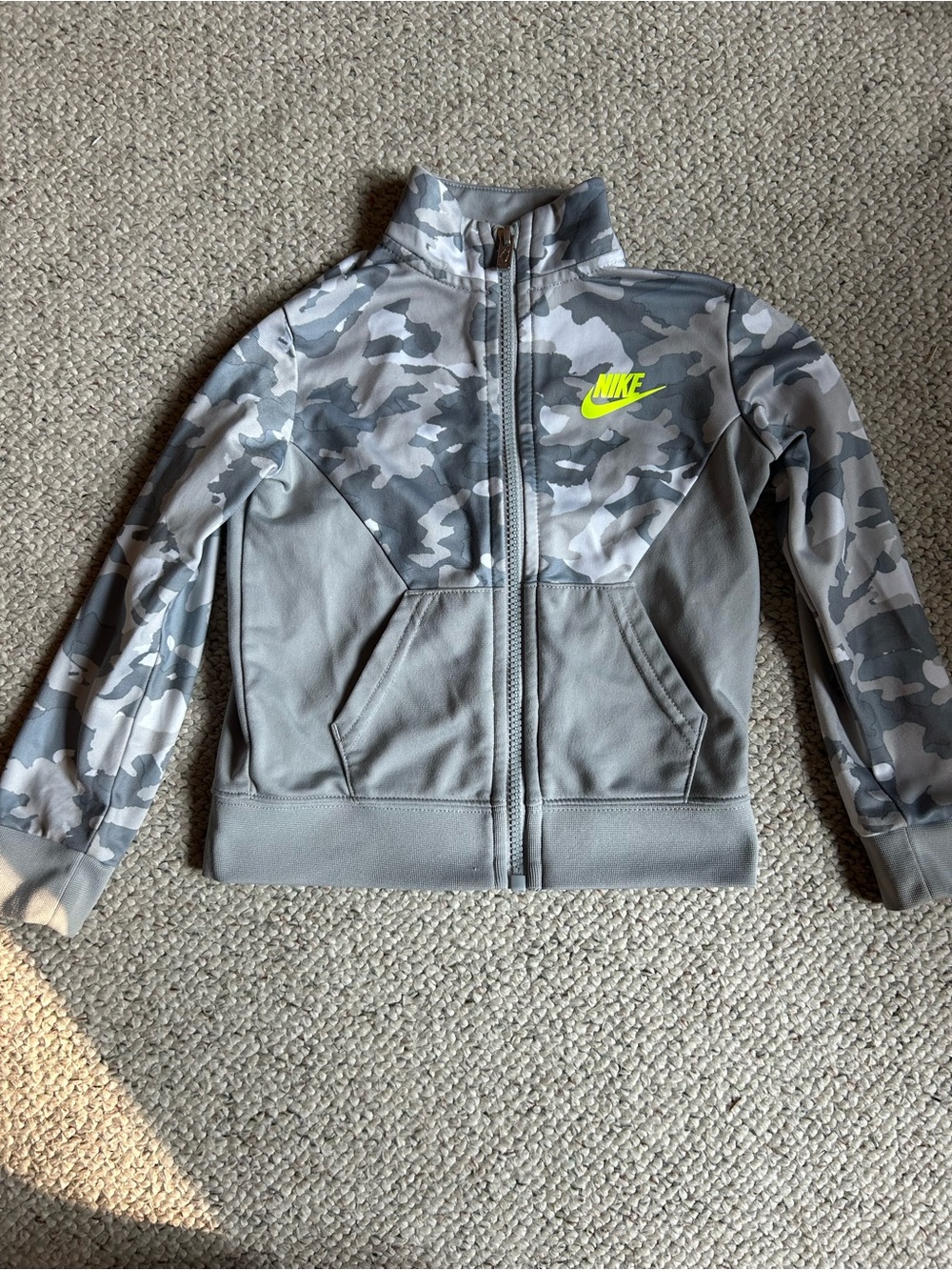 Nike Toddler Grey Camo Zip Jacket with White Lining